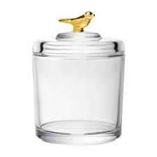 POTE COM TAMPA GOLDEN BIRD 10,5CM X 10,5CM X 14,5CM CRISTAL ECOLOGICO