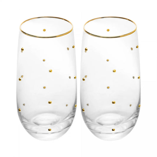 CJ 2 COPOS BALLS FIO DE OURO 300ML VIDRO