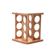 CJ 12 POTES EM BOROSSILICATO COM TAMPA HERMETICA E RACK GIRATORIO EM BAMBU 120ML