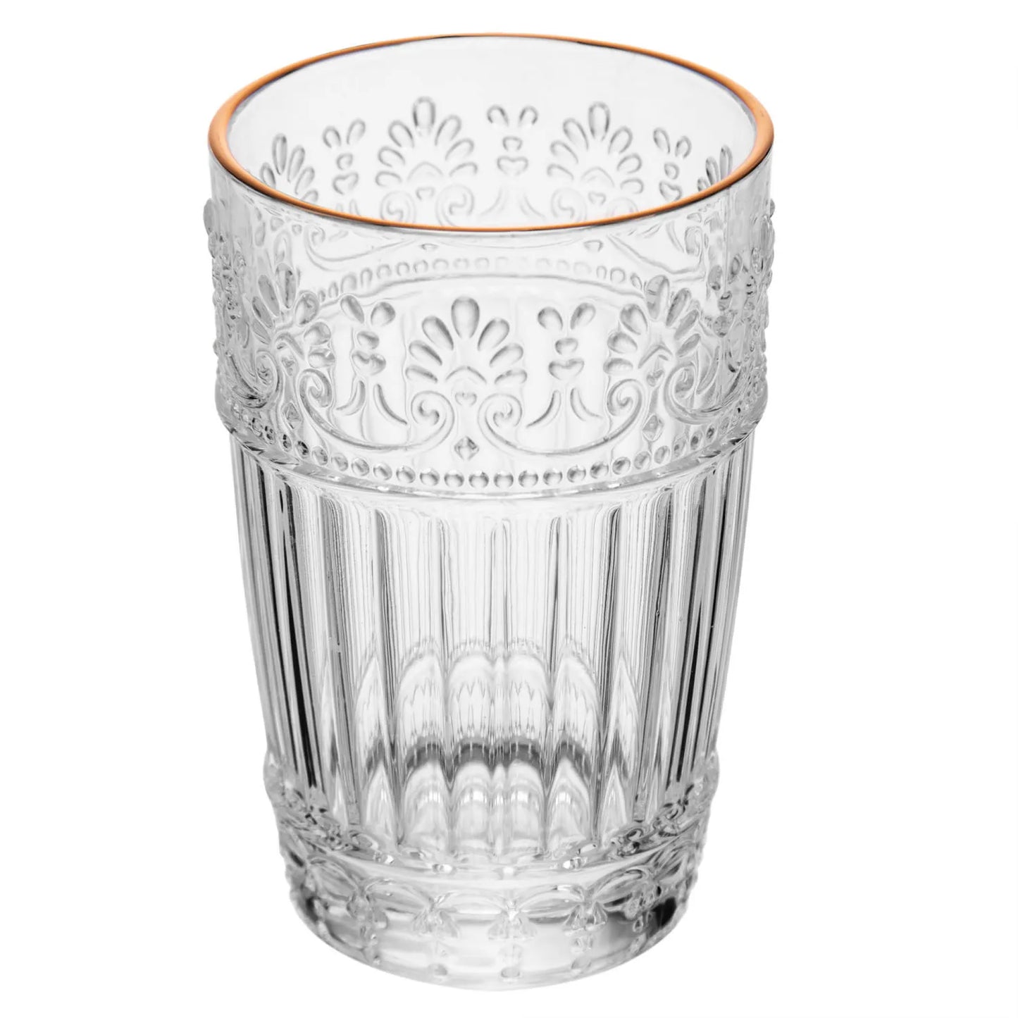 CONJUNTO 6 COPOS MAUVE COM FIO DE OURO 350ML CRISTAL ECOLOGICO WOLFF