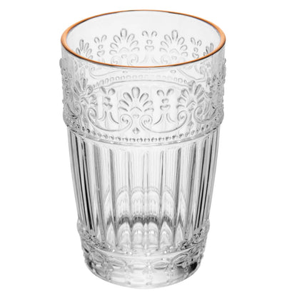 CONJUNTO 6 COPOS MAUVE COM FIO DE OURO 350ML CRISTAL ECOLOGICO WOLFF