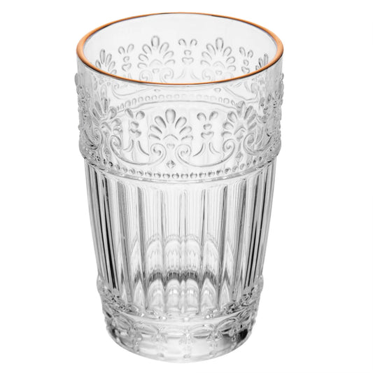 CONJUNTO 6 COPOS MAUVE COM FIO DE OURO 350ML CRISTAL ECOLOGICO WOLFF