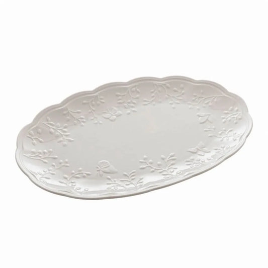 TRAVESSA DE PORCELANA NEW BONE BUTTERFLY FLOWER 36,5x24x3cm