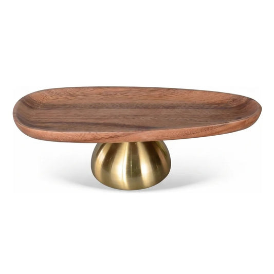 PECA DECORATIVA ORGANICA EM MADEIRA E METAL DOURADO