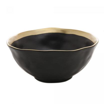BOWL DE PORCELANA PRETO E DOURADO DUBAI