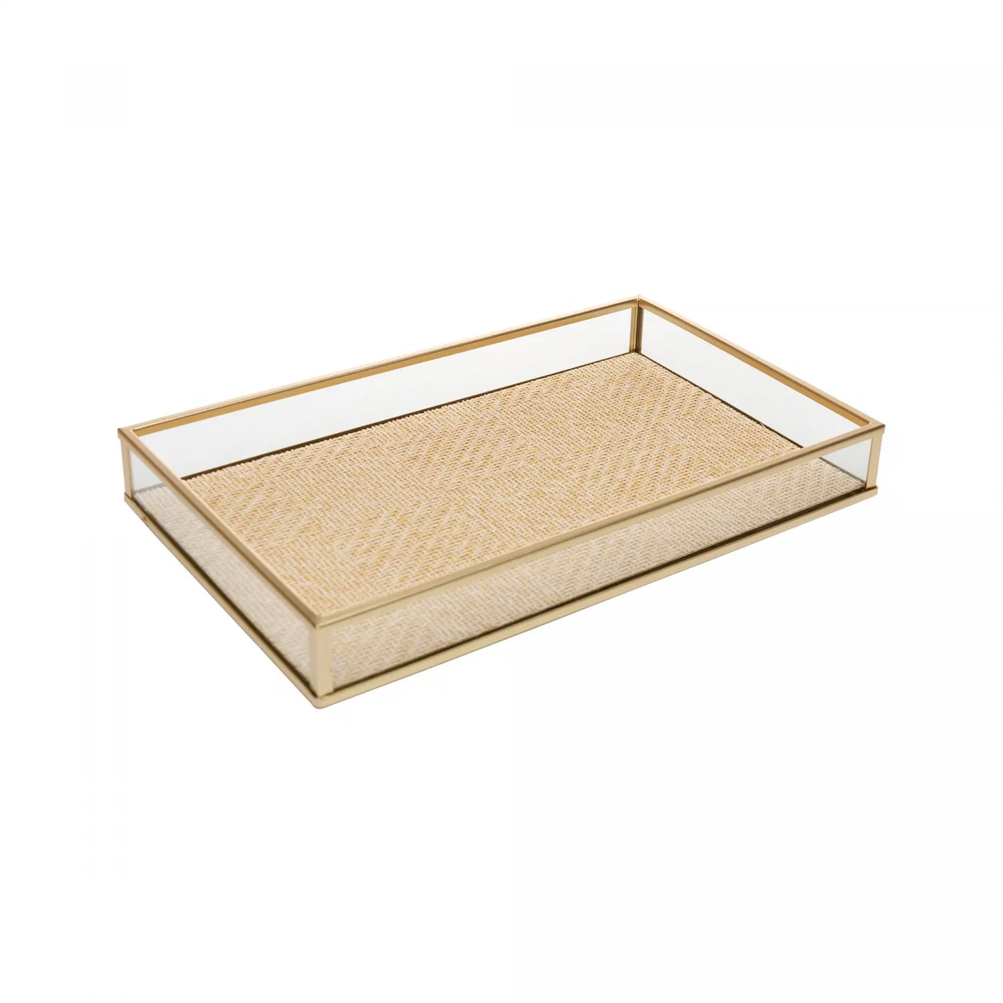 BANDEJA DECORATIVA TOSCANA 20CM X 10CM X 3CM DOURADA METAL