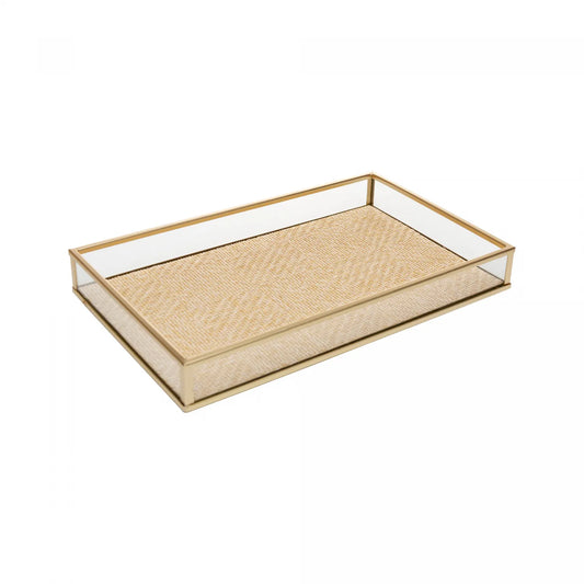 BANDEJA DECORATIVA TOSCANA 20CM X 10CM X 3CM DOURADA METAL