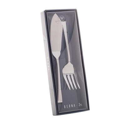 CONJUNTO 2 PEÇAS FACA E GARFO P/SERVIR DE AÇO INOX BERNA