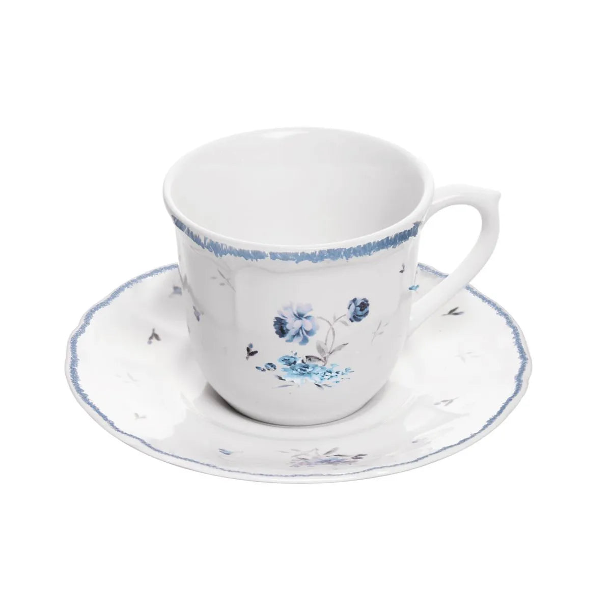 XICARA DE CAFE COM PIRES FLORESCER 90ML AZUL CERAMICA WOLFF