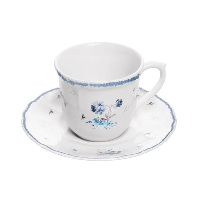XICARA DE CAFE COM PIRES FLORESCER 90ML AZUL CERAMICA WOLFF