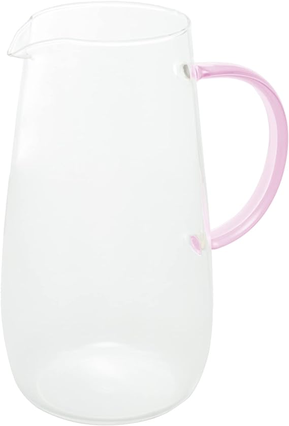 Jarra de Vidro Borossilicato c/Copo e Alça Fun Rosa 1,3L - DoceLar Loja