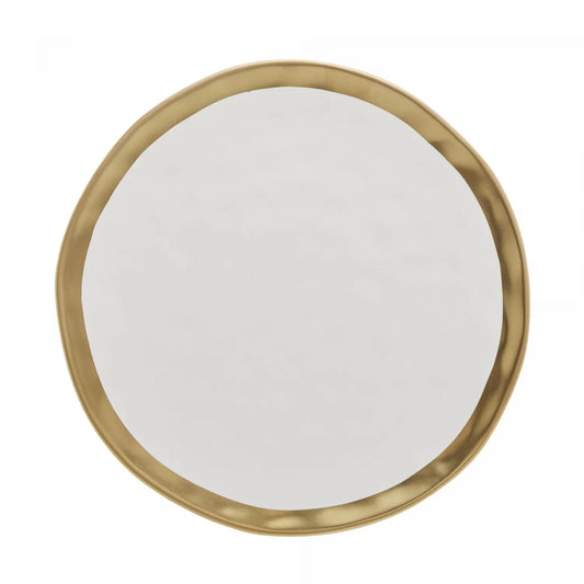 Prato Sobremesa Porcelana Branco e Dourado Dubai