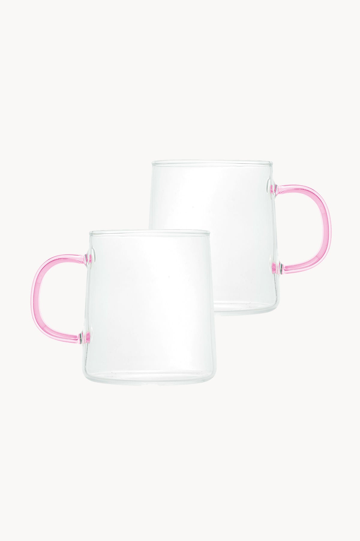 CJ 2 CANECAS DE VIDRO COM ALCA FUN ROSA 320ML