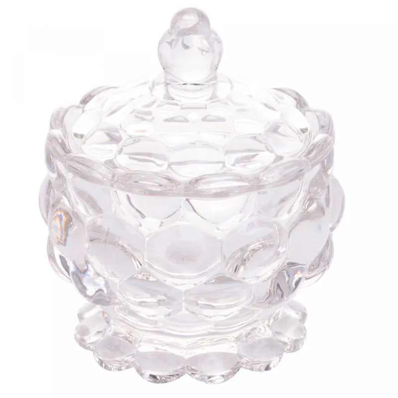 POTICHE DE CRISTAL COM PÉ BOLHAS 8,5CMX11CM