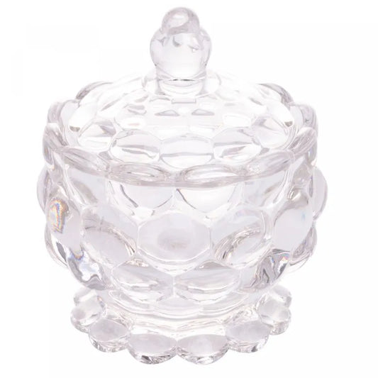 POTICHE DE CRISTAL COM PÉ BOLHAS 8,5CMX11CM