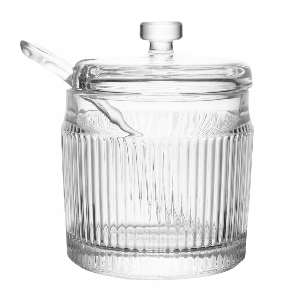 ACUCAREIRO COM COLHER E TAMPA LINES 10CM X 7,5CM VIDRO