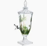 DISPENSER3/SUQUEIRA CRISTAL ECOLOGICO(LIVRE DE CHUMBO)C/ PE E TAMPA PALM TREE HANDPAINT 2L