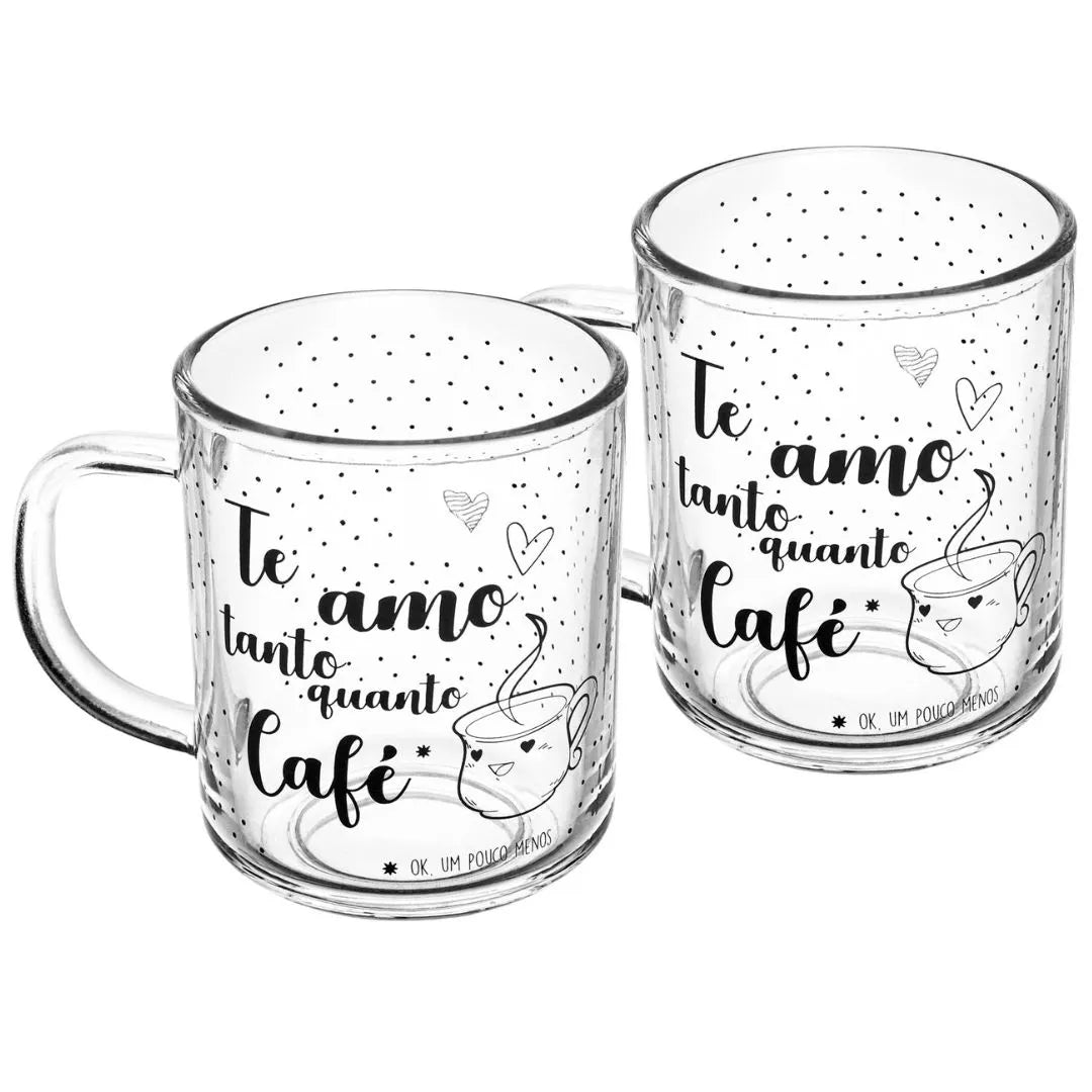 CJ 2 CANECAS DE VIDRO TE AMO 220ML