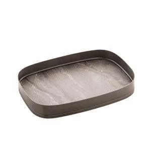 Bandeja Retangular Escovada com Fundo de Madeira Cosmos Matt Black - DoceLar Loja