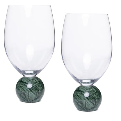 JOGO 2 PCS - TACAS PARA VNHO EM MARMORE VERDE E CR