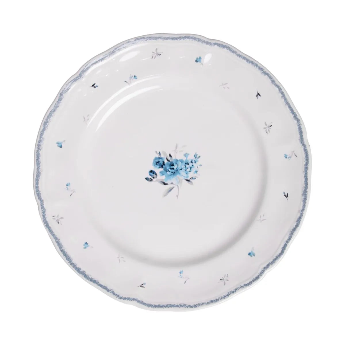 PRATO RASO FLORESCER 27CM AZUL CERAMICA WOLFF