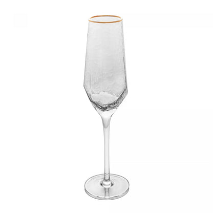 2 TAÇAS DE CRISTAL PARA CHAMPANHE COM BORDA DOURADA TAJ
