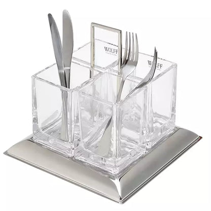 Porta Talheres de Cristal e Aço Inox Torcello - DoceLar Loja