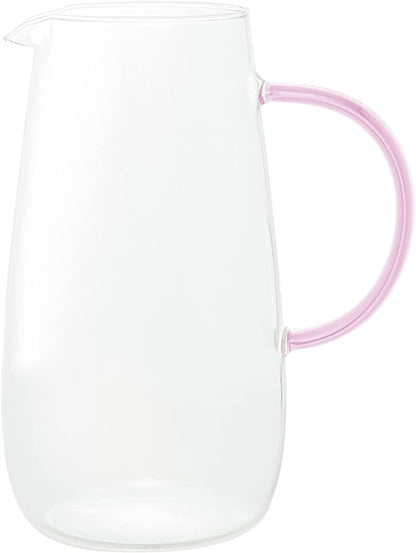 Jarra de Vidro Borossilicato c/Copo e Alça Fun Rosa 1,3L - DoceLar Loja