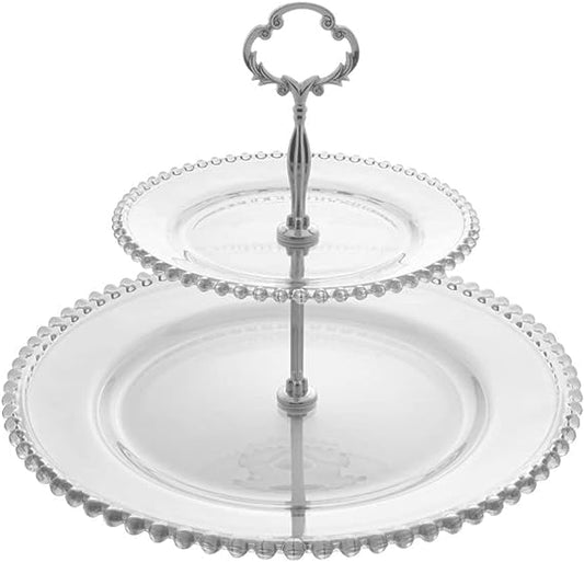 Prato Duplo para Doce em Cristal Pearl - DoceLar Loja