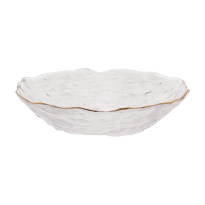 Prato de Servir Cristal Martelado com Borda Dourada - DoceLar Loja