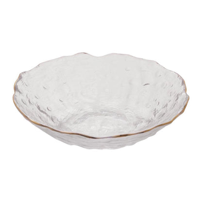 Prato de Servir Cristal Martelado com Borda Dourada - DoceLar Loja