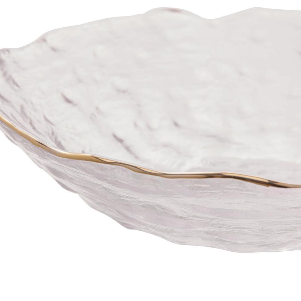 Prato de Servir Cristal Martelado com Borda Dourada - DoceLar Loja