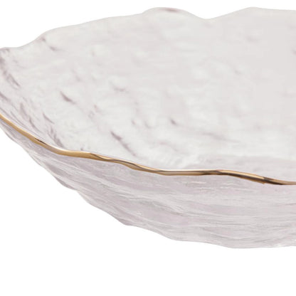 Prato de Servir Cristal Martelado com Borda Dourada - DoceLar Loja