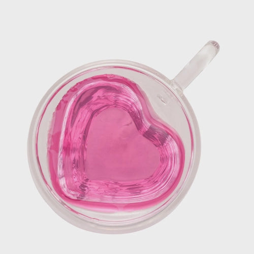 Jogo 2 Xícaras Parede Dupla Coração Vidro - DoceLar Loja