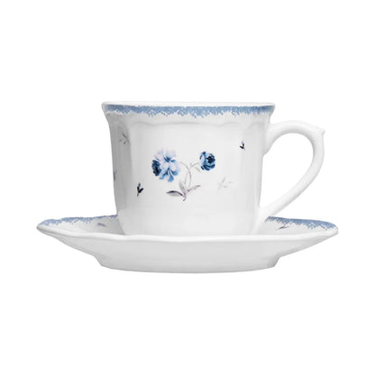 XICARA DE CAFE COM PIRES FLORESCER 90ML AZUL CERAMICA WOLFF