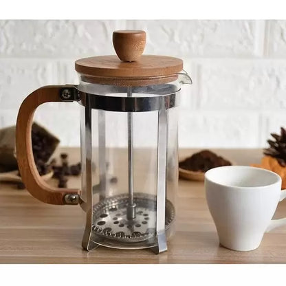Cafeteira Prensa Francesa Tampa e Alça Bambu - DoceLar Loja