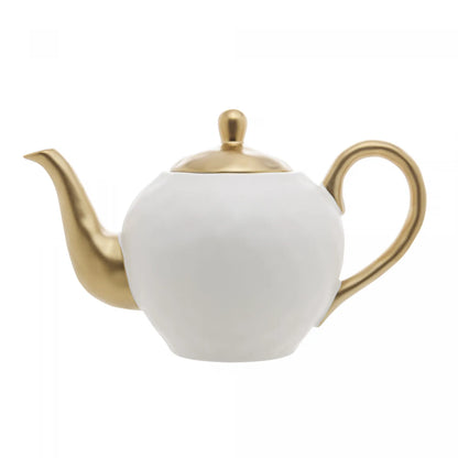 BULE DE CHÁ DE PORCELANA DUBAI BRANCO E DOURADO 1L