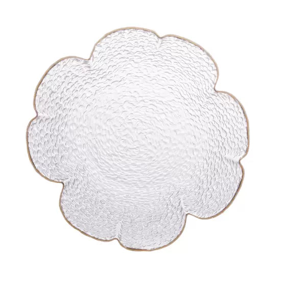 Bowl Cristal Martelado com Borda Dourada Taj Flor-M - DoceLar Loja