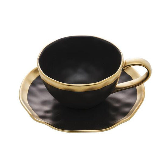 XICARA DE CHA DE PORCELANA PRETO E DOURADO DUBAI 200ml