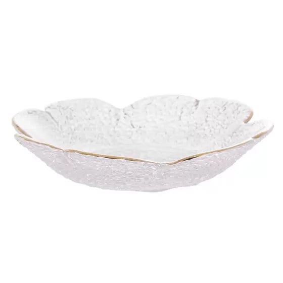Bowl Cristal Martelado com Borda Dourada Taj Flor-M - DoceLar Loja