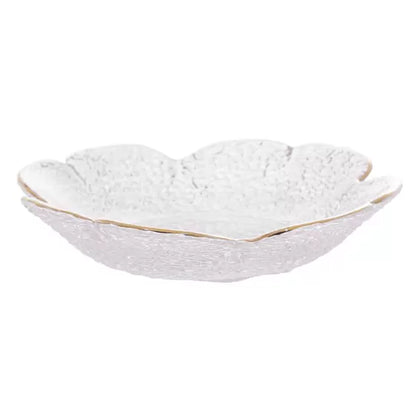 Bowl Cristal Martelado com Borda Dourada Taj Flor-M - DoceLar Loja