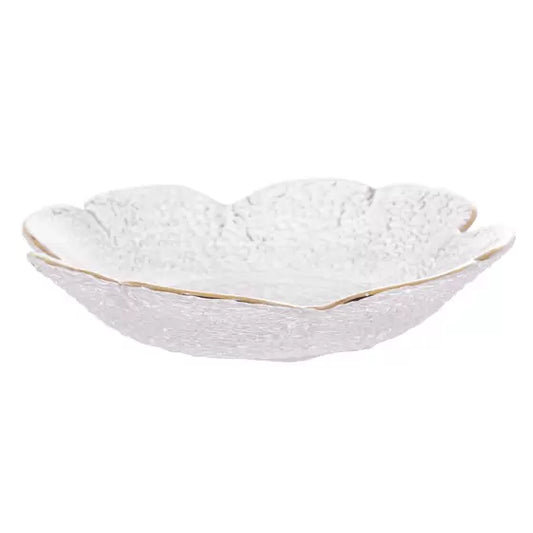Bowl Cristal Martelado com Borda Dourada Taj Flor-M - DoceLar Loja