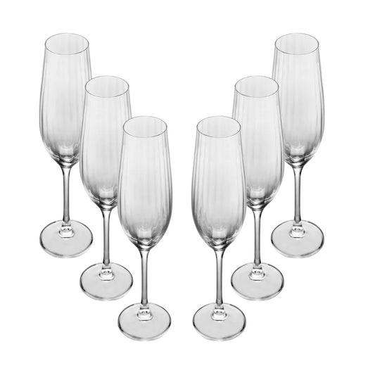 CJ 6 TACAS DE CHAMPANHE DE CRISTAL (LIVRE DE CHUMBO) ECOLOGICO COLUMBA OPTIC 260ML