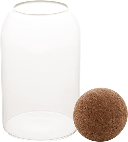 Pote de Vidro Borossilicato C/Tampa Esfera de Rolha-M - DoceLar Loja