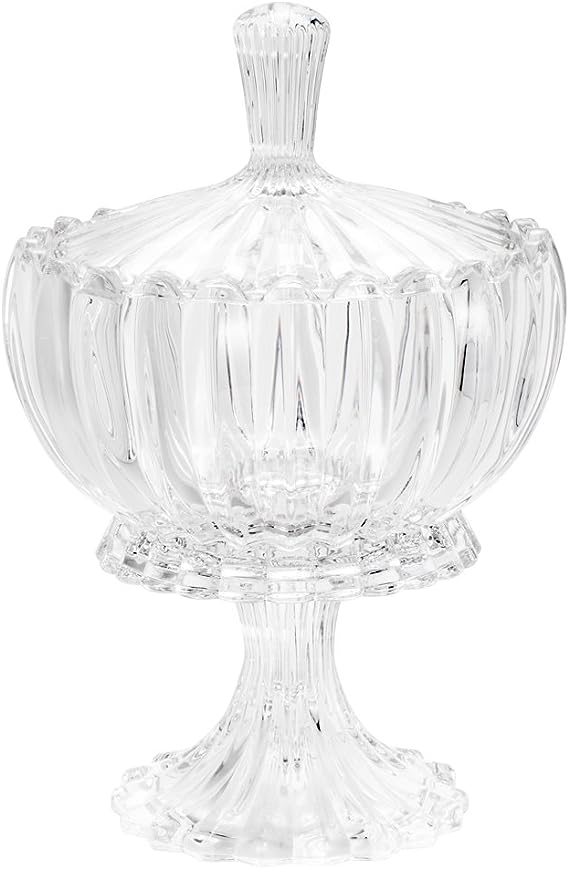 Potiche Decorativo Cristal c/Pé Geneva - DoceLar Loja