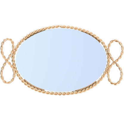 BANDEJA DECORATIVA CORTESIA 20CM X 12CM X 3CM DOURADA METAL