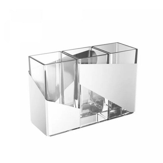 PORTA TALHERES DE ACO INOX ORIGAMI 26CM X 9CM X 13CM