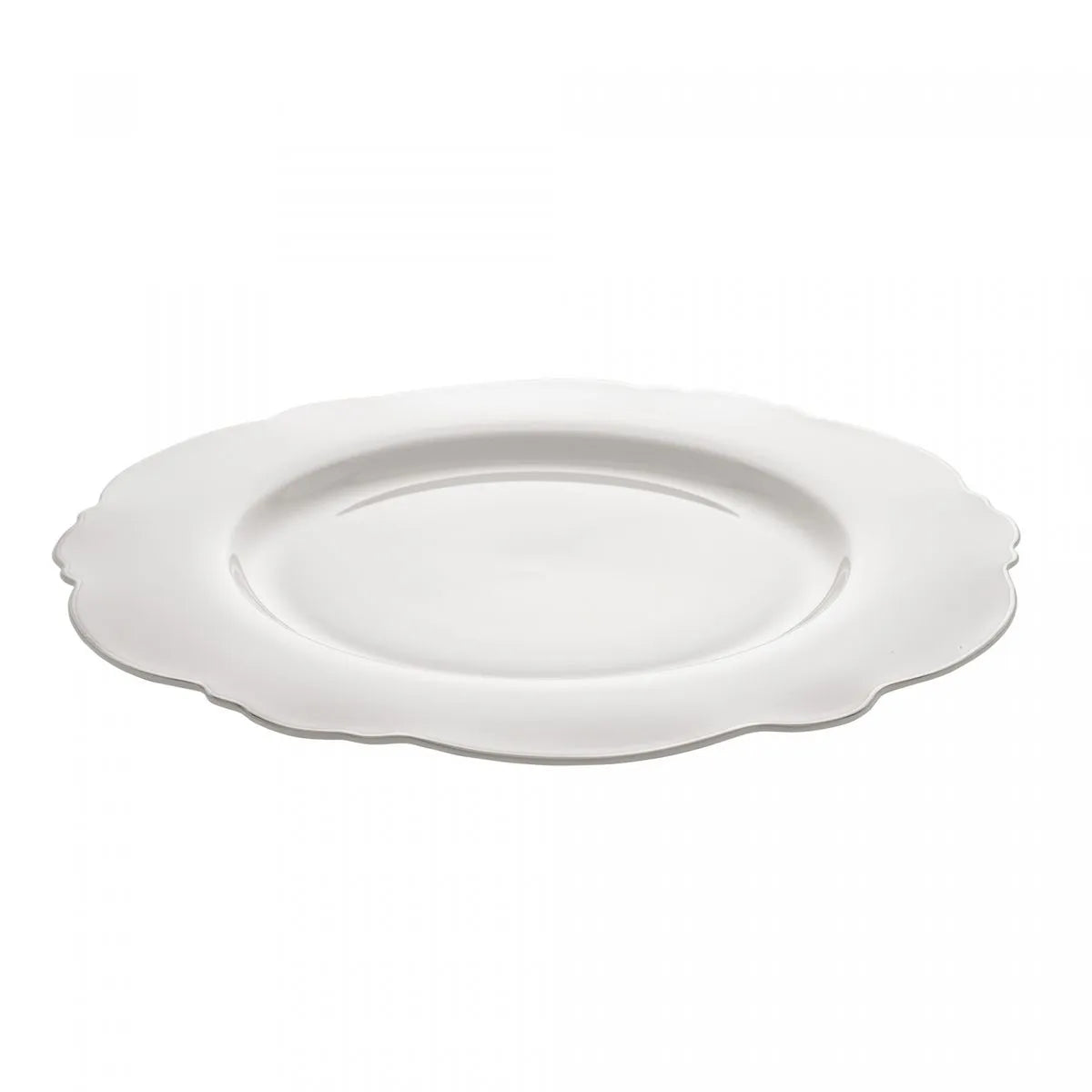 CJ 6 PRATOS RASOS PORCELANA MALDIVAS C/FIO PRATA 28cm