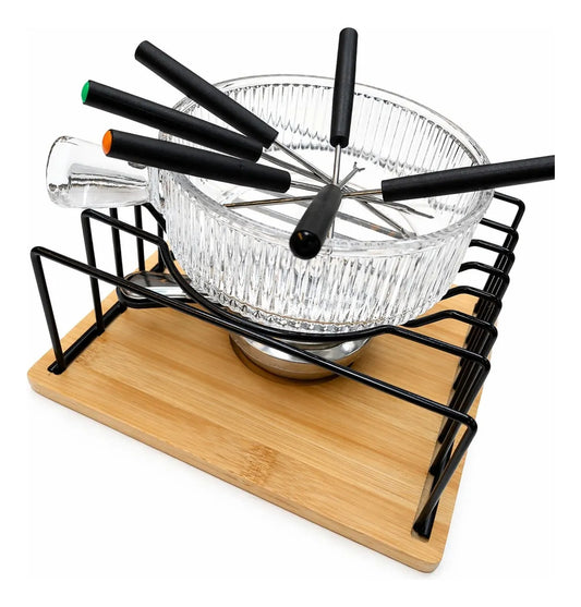 JOGO PARA FONDUE EM VIDRO E BA