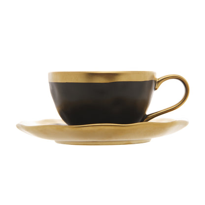 XICARA DE CAFE DE PORCELANA PRETO E DOURADO DUBAI 90ml
